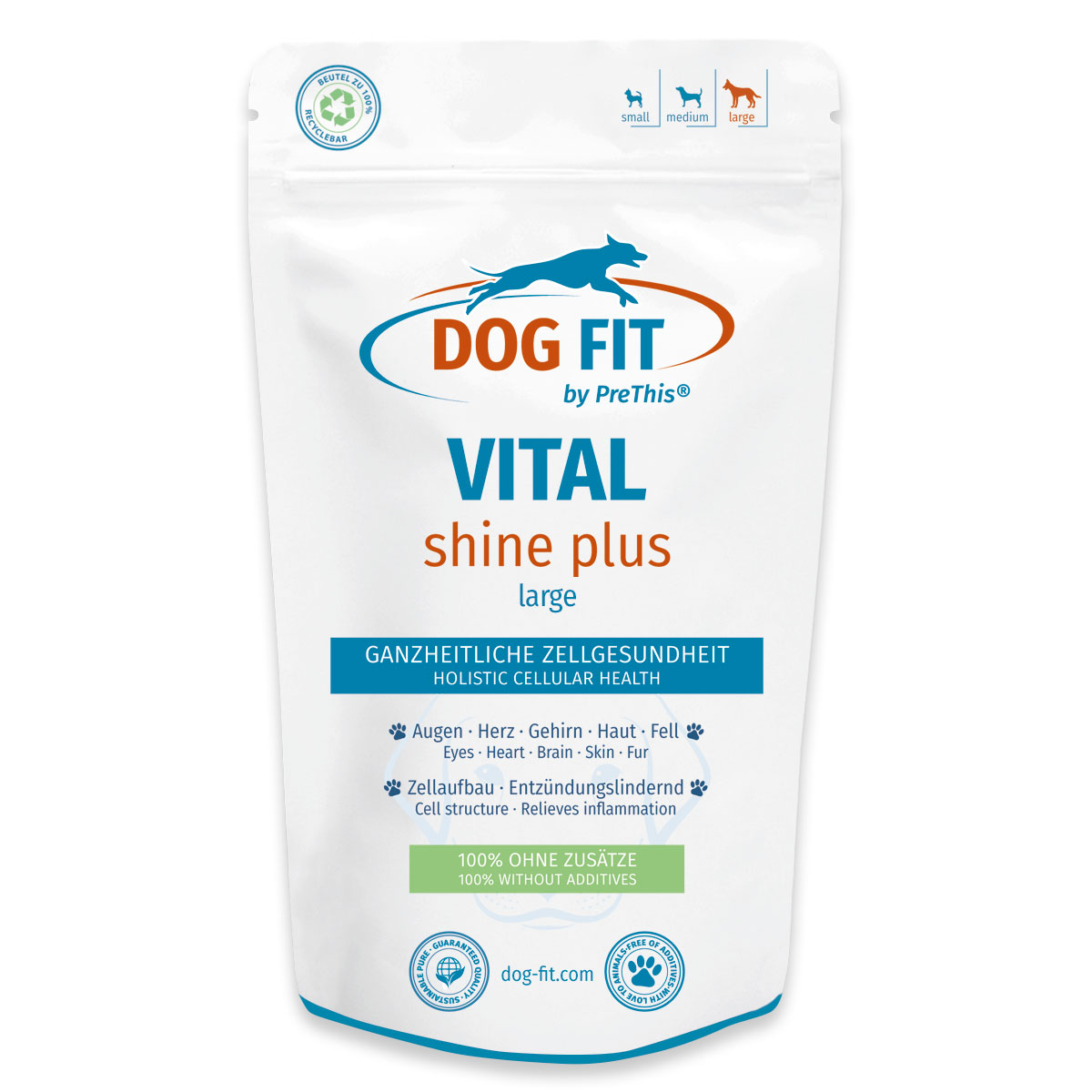 DOG FIT by PreThis® VITAL shine plus » Zellgesundheit Hunde » Augen, Herz, Gehirn, Fell & Haut » large ab 25 kg » 60 Kapseln