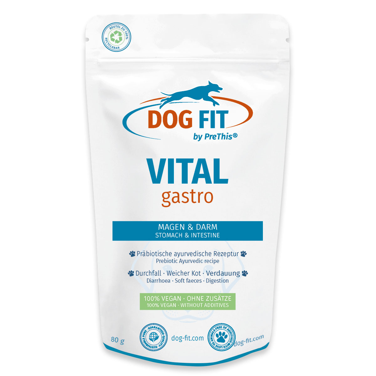 DOG FIT by PreThis® VITAL gastro » Magen-Darm-Kur für Hunde » Ayurvedische Rezeptur | Präbiotisch & 100 % vegan | Frei von Zusätzen